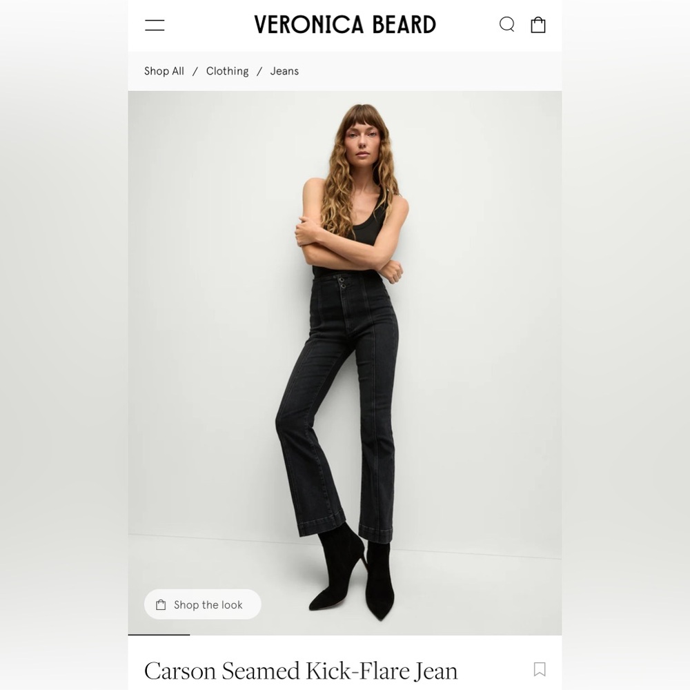 Veronica Beard NWT Black Carson Seamed Kick-Flare Jean